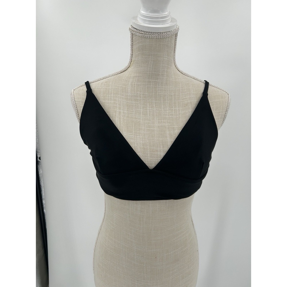 Aero Aeropostale Halter Black‎ Bikini Swim Top Elastic Back Women's Size Medium